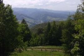 widok w doline Popradu z czerwonego szlaku na Cyrle. Beskid Sadecki widok w doline Popradu z czerwonego szlaku na Cyrle. Beskid Sadecki